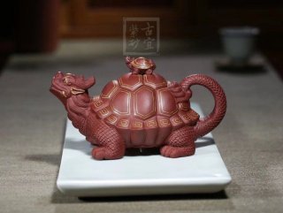 《金龜出?！芬伺d紫砂壺高級工藝美術師純手工底槽青創新壺茶壺紫砂茶具